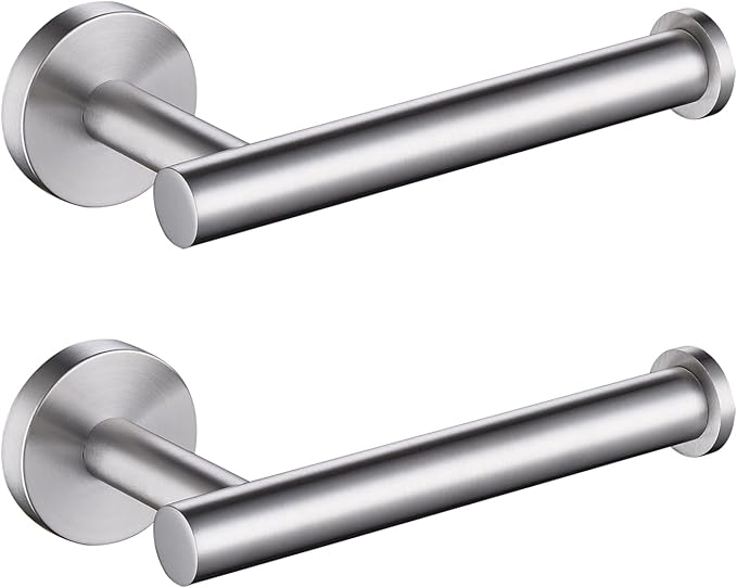 TASTOS Toilet Paper Holder SUS304 Stainless Steel Round Size Brushed Nickel 2 Pack