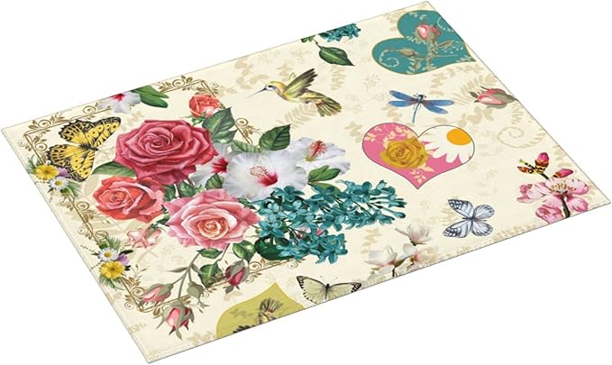 Dish Drying Mat For Kitchen Counter Absorbent Dish Mat Reversible Drainer Drying Kitchen Mat (Beautiful Boho Flowers, 24X18)