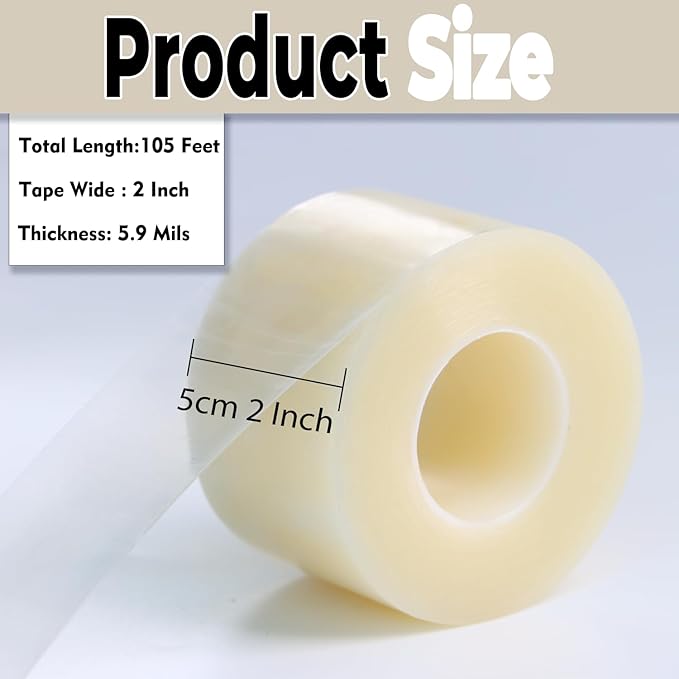 Transparent Window Seal Weather Sealing Tape 2 Inch x 35 Yards Weather Stripping Residue Free Clear Window Insulation Tape for Shower Glass Gaps and Doors Windproof Tape