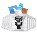Personal Toilet Kit To Go – 10 Pack | Disposable Public Restroom Kit | Individually Wrapped for Toilet Protection Kit | Toilet Paper, Toilet Seat Cover, Butt Wipes, Cleansing Wipes (White)