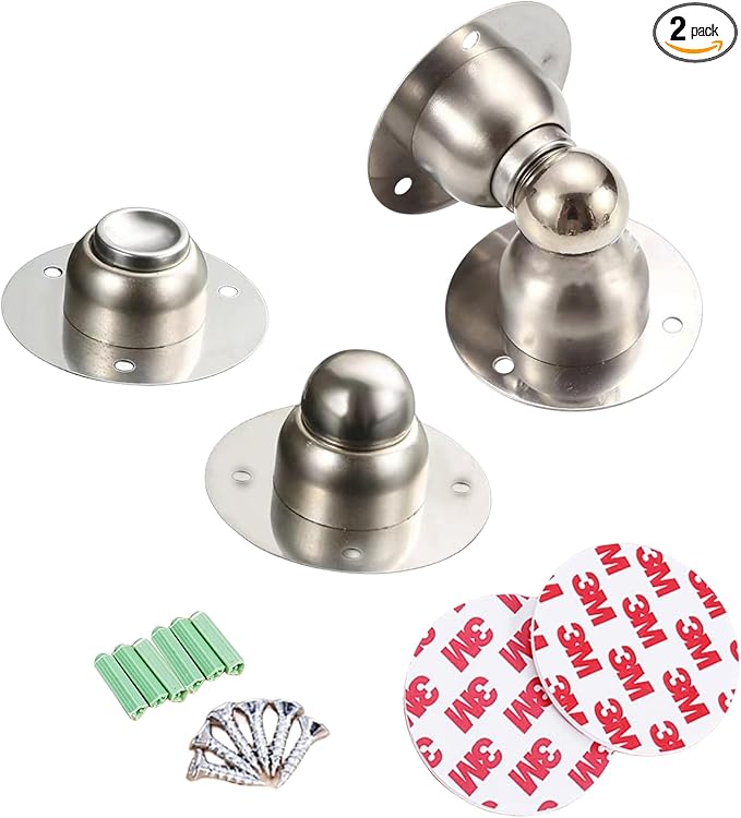 Door Stopper,2 Packs Mini Magnetic Door Stop for Heavy Duty Door,Stainless Steel Ultra-Short Soft Catch Door Stop to Hold Keep Door Open Securely