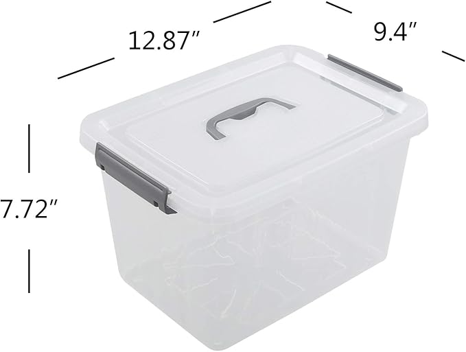 4-Pack Clear Plastic Storage Latch Box with Lids, 10 L