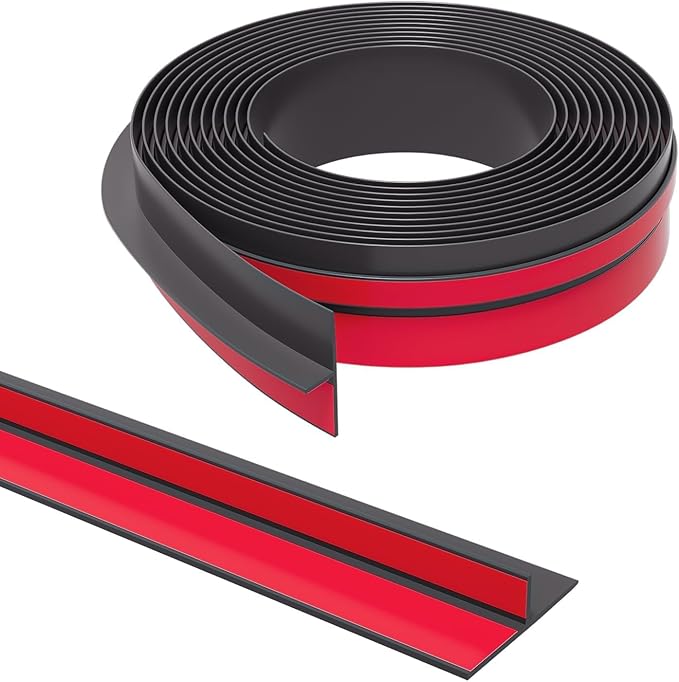 T-Shaped Door Draft Stopper, 1.97 in x 10 Ft Silicone Seal Strip for Windows Gaps, Weather Stripping Seal Strip Shower Sweep, Black