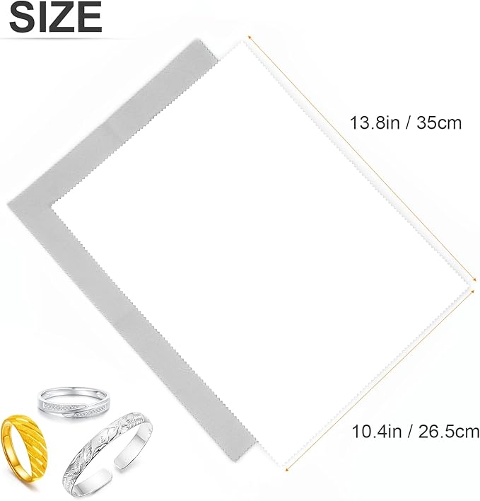 Jewelry Cleaning and Polishing Cloth, 100% Pure Cotton Silver Polishing Cloth for Sterling Silver & Gold & Platinum Jewelry and Large Silverware, Reusable Soft Jewelry Cleaning Cloth (2)