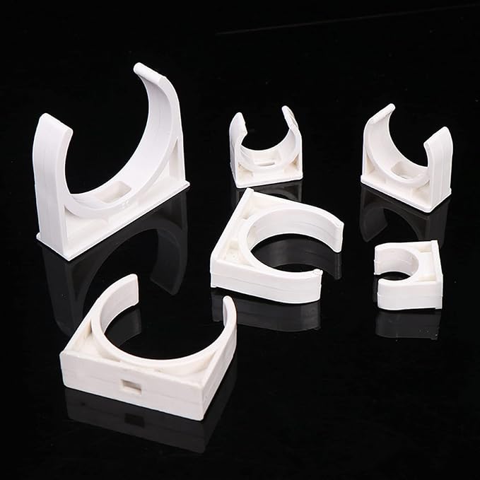 BVO 100 Pcs U-Shaped PVC Water 25mm Pipe Clamps, White, Suitable for 25mm/1inch Pipes, High Strength, Long Service Life