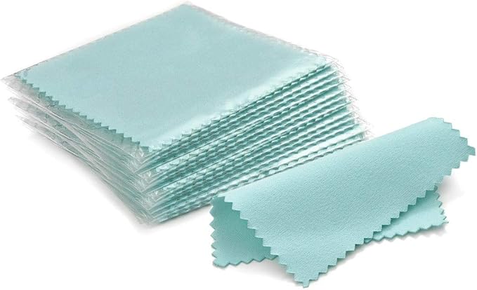 SEVENWELL 50pcs Jewelry Cleaning Cloth Mediumturquoise Polishing Cloth for Sterling Silver Gold Platinum Small Silver Polish 8x8cm