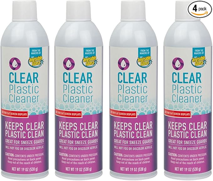 Invisible Glass 91014-4PK Clear Plastic Cleaner - Cleans and Protects Plastic on Electronics, Appliances, Eyewear, Cars, Trucks, RVs, Boats & More - Helps Prevent Fog and Static - 19 oz (Pack of 4)
