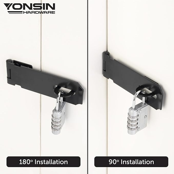 5" Door Padlock Safety Hasp Latch 2 Pcs, Door Hasp Clasp Lock Gate Shed Hasp Latch Lock for Door WindowCabinet Pet Cage Toolbox Shed Fence, 304 Stainless Steel, Matte Black Finish