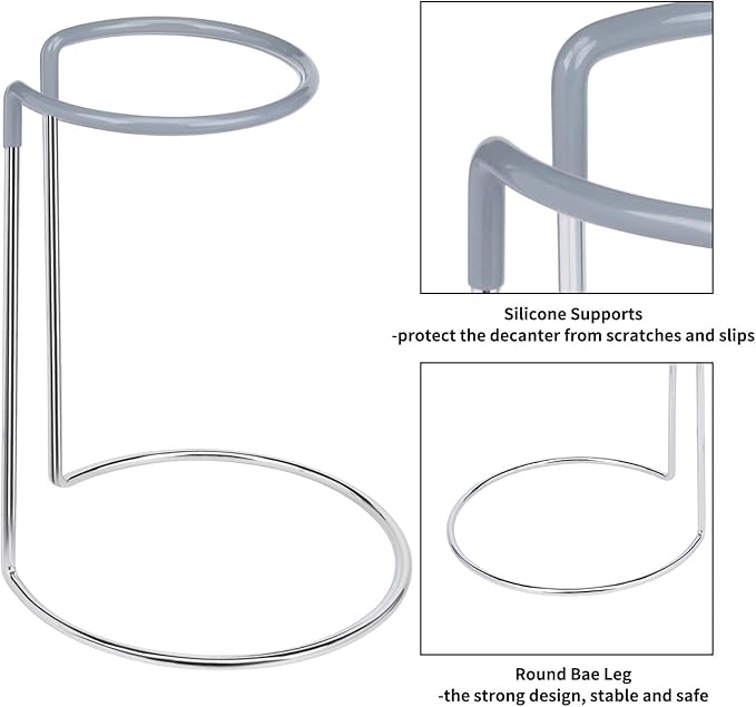 Wine Decanter Drying Stand with Rubber Coated Top to Prevent Scratches, Wine-Decanter Drying Rack for Standard Large Wine Decanters, Decanter Cleaner Includes Cleaning Brush & Decanter Cleaning Beads