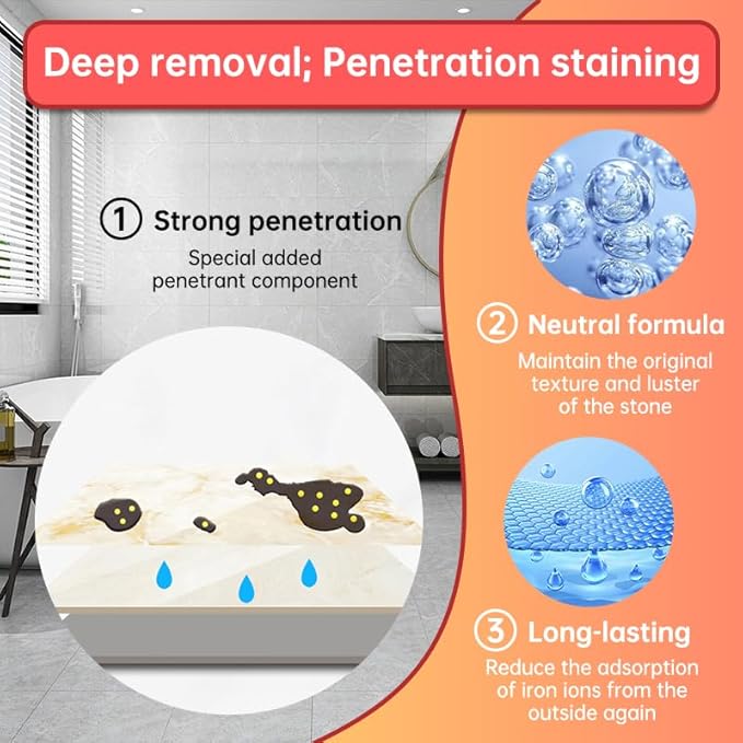 500ml Rust Stain Remover Neutral Metal Cleaner Marble Rust Remover - Powerful and Effective in Removing Rust and Stains From Marble, Granite, Tile, and Metal