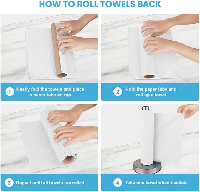 AIDEA Microfiber Cleaning Cloth Roll White, 75PK, Microfiber Towels for Cars, Tear Away Reusable Paper Towels, Commercial Shop Rags, Lint Free Rags for House, Kitchen, Automotive, 11.5"×11.5"