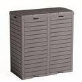 62 Gallon Outdoor Trash Can with Tiered Lid and Drip Tray,Waterproof Resin Waste Bin Indoor,Durable,Stylish,Lightweight Garbage Bin for Patio,Kitchen,Backyard and Office(Grey)