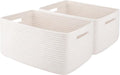 OIAHOMY Storage Basket for Shelves, Closet Cube Storage Bins Baskets for Clothes Blanket Towels, Baby Nursery, Toy Baskets Box, Woven Rope Basket, 15.75*11.81*7.09 IN, 2 Packs White