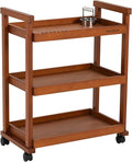 MEEDEN Art Supplies Cart, Walnut 3-Tier Multifunctional Art Storage Cart Organizer, Solid Beech Wood Studio Cart Art Taboret with Caster Wheels, Rolling Utility Cart Organizer for Artist