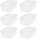 IRIS USA 6-Pack Storage Bins with Lids, 6 Quart, Shoe Boxes Clear Stackable Containers Organize Shoes Closet Shelves, Classroom Organization Teacher Tools, Game Storage - BPA-Free Plastic