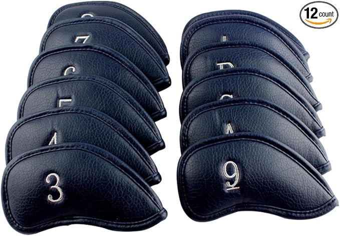 CRAFTSMAN GOLF 12pcs or 1pc Thick Synthetic Leather Golf Iron Head Covers Set Headcover Fit All Brands Callaway Ping Taylormade Cobra Etc. Also Custom Name