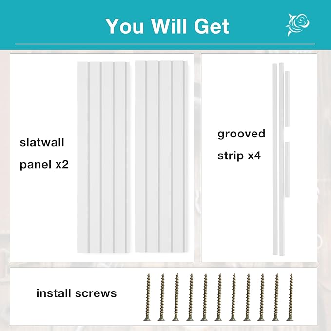 NeatiEase Slatwall Panel Wall Storage Systems, 2 x 4ft Slat Wall Paneling Garage Wall Organizer, Heavy Duty Wall Mounted PVC Wall Rack (White)
