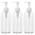Yebeauty Plastic Pump Bottle, 3 Pack 13.5oz/400ml Stylish Shampoo Bottles Refillable Hand Soap Dish Soap Dispenser with Press for Massage Oil, Liquid Hand, Clear