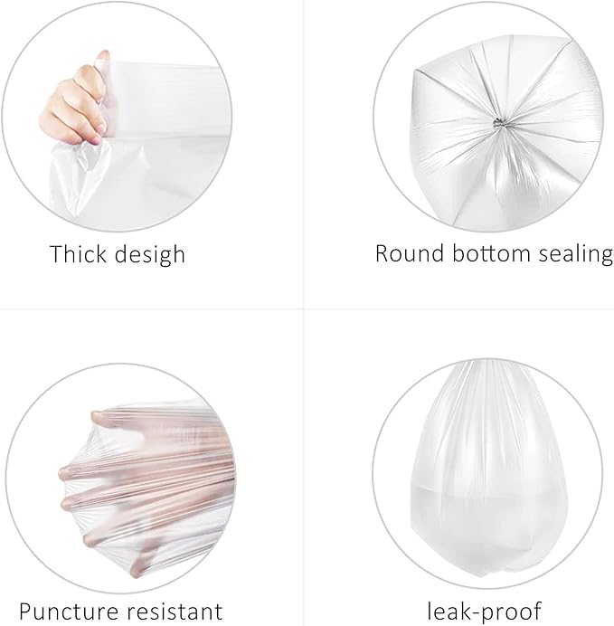 180 Counts 2 Gallon (1.8-2 Gal) Small Trash Bags Garbage Bags by RayPard, fit 1.6,1.8,2,2.2 Gal Waste Basket, 6.5-7 Liter Strong Trash Can Liners for Home Office Kitchen Bathroom Bedroom, Clear