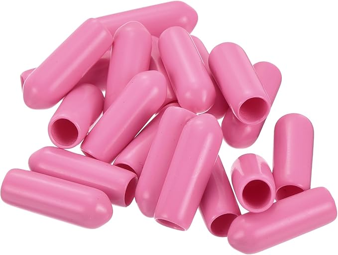uxcell 20pcs Rubber End Caps 4mm ID Vinyl PVC Round Tube Bolt Cap Cover Screw Thread Protectors Pink