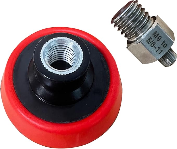 3" Hook and Loop Sanding/Polishing Backing Pad, M9 to 5/8-11 Hex Grinding Bit Thread Adapter, for Milwaukee M12 Polishers/Sanders with M9 Spindle Threads
