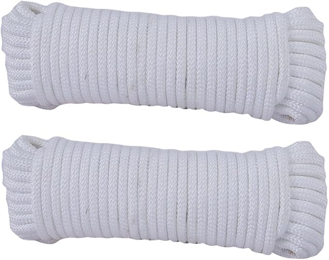 Travel Clotheslines Lightweight Strong Cords for Anchors Towing DIY Crafts Strings Secure Equiment Kit Ropes White 33ft Pack 2