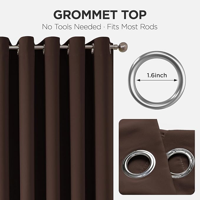 Joydeco Blackout Door Curtain for Doorway Privacy 78 Inches Long, Grommet Closet Curtain for Open Closet, Room Divider for Bedroom Living Room (Chocolate, 40Wx78L, 1 Panel)
