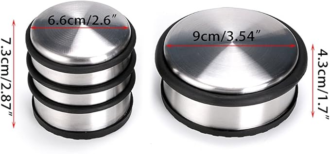 Sumnacon Heavy Duty Floor Door Stopper No Drill, Durability Stainless Steel Door Stops with Anti-Skid Rubber - Contemporary Decorative Safety Door Wedge for Home Office Commercial Industrial