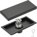 uxcell Rectangular Shower Drain, Brushed 304 Stainless Steel Odor-Proof Floor Drain Linear Shower Drain Hair Catcher for Bathroom Kitchen and Laundry Room(8 Inch, Black)