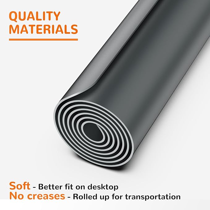 Warome Silicone Mat, 47"x 23" Silicone Mats for Kitchen Counter, Nonslip Heat Resistant Mat, Extra Large Kitchen Counter Mat, Countertop Protector for Craft, No Creases-Gray