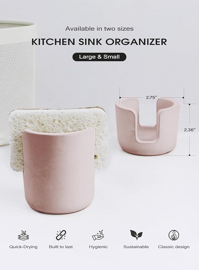 Diatomite Sponge Holder for Countertop Organizer, Quick Dry Stone Sponge Caddy, Diatomaceous Earth Sponge Holder, Absorbent Face Sponge Stand, Brown