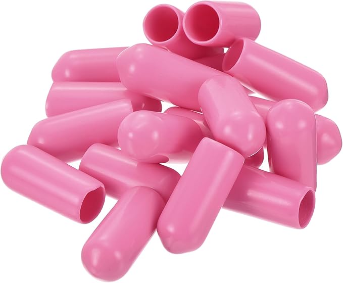 uxcell 20pcs Rubber End Caps 6mm(1/4 inch) ID Vinyl PVC Round Tube Bolt Cap Cover Screw Thread Protectors Pink