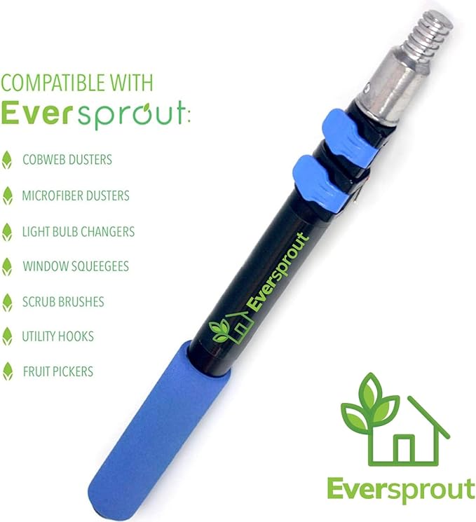 EVERSPROUT 3 Foot Flexible Microfiber Ceiling & Fan Duster | Bendable to Clean Any Fan Blade | Removable & Washable Brush Head | 3-Stage Lightweight Aluminum Extension Pole