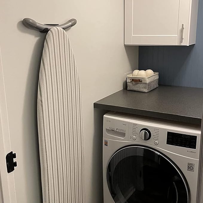 Ironing Board Hanger Wall Mount Ironing Board Holder Organizer Wall Rack for Laundry Rooms Storage Rack Hanging Shelf Hanger (Black-2 PCS)