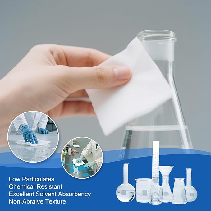 Cleanroom Wipes 4"x4" (1200 Pcs, Cellulose/Polyester Blend, Grade A, 68GSM) Lint Free Wipes for Laboratory, Electronics, Pharmaceutical,Printing,Automotives and Semiconductor Industries