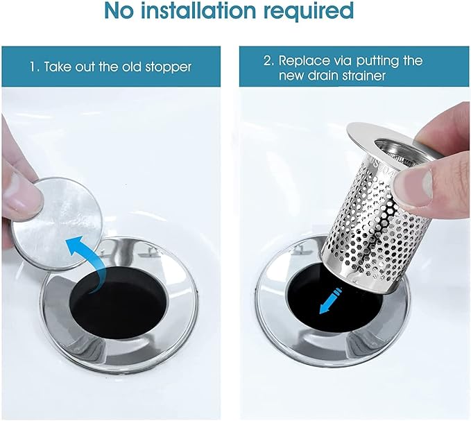 Hair Catcher Shower Drain, Bathtub Drain Cover, Deep Stainless Steel Sink Strainer for Bathroom Sink Bathtub Shower Floor Drain, Fit Hole Size from 1.25in to 2.17in(3-Pack)