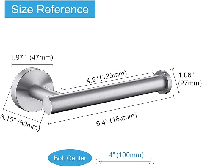 TASTOS Brushed Nickel Toilet Paper Holder SUS304 Stainless Steel, Modern Round Tissue Roll Holders Wall Mount, Toilet Paper Roll Dispenser Bathroom 5 inch TP Holder for Kitchen Washroom