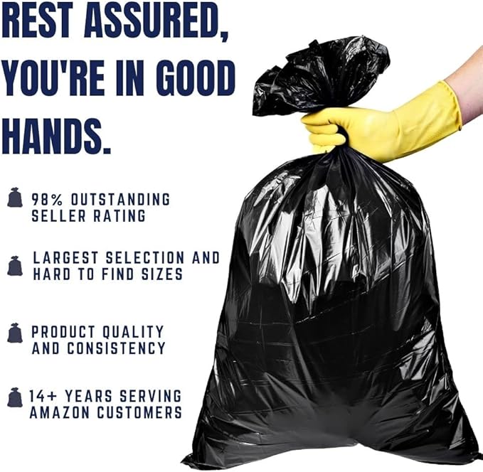 Plasticplace 20-30 Gallon Trash Bags │ 2.0 Mil │ Black Heavy Duty Garbage Can Liners │ 30" x 36" (100 Count)