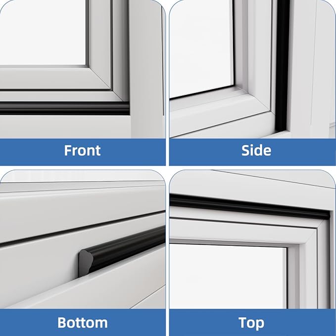 Wedge-Shape Window Weather Stripping Door Frame Seal Strip 118” White,Upgrade Black Foam,Soundproofing,Draft Stopper,Winter Insulation,Noise Blocker, Gap Filler for Exterior Front Door Side