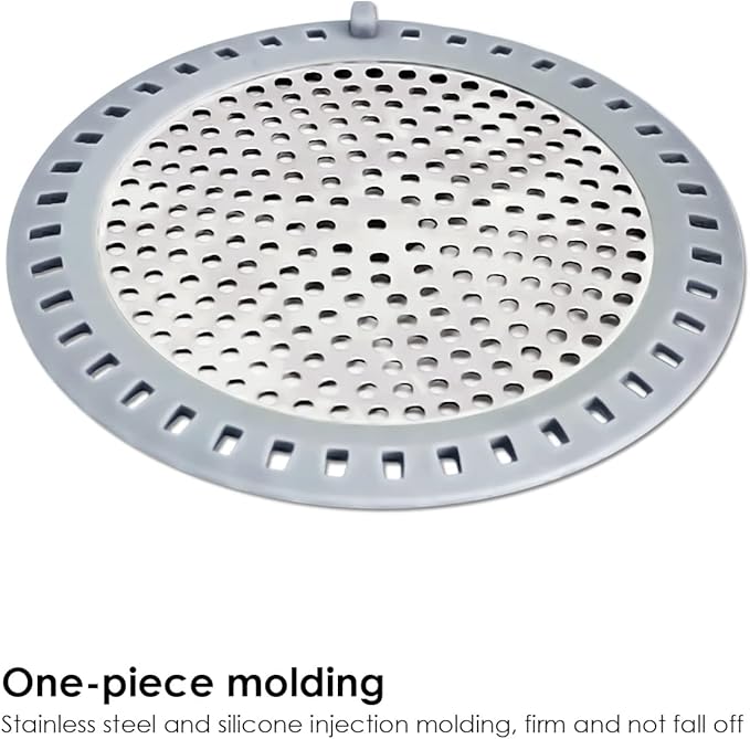 2PCS Shower Drain Hair Catcher, Shower Drain Strainer, Stainless Steel with Silicone Edging, 4.75 Inch Diameter