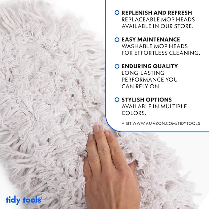 Commercial Dust Mop & Floor Sweeper, 36 in. Dust Mop for Hardwood Floors, Cotton Mop Head, Wooden Broom Handle, Industrial Dry Mop for Floor Cleaning & Janitorial Supplies