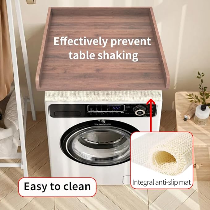 Washer Dryer Countertop Only,Edge Rails-27.5" Depth*27.5" Width Laundry Room Organization,High-Adhesion Non-Slip Protective Layer,with Edge Rails (Walnut)