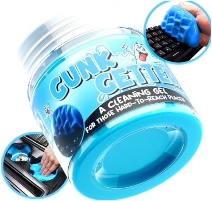 Gunk Getter, 6 Pack, Cleaning Gel for Those Hard to Reach Places, Automotive Cup Holder Electronic Keyboard Office, Slime Gel Cleaner Dust Crumb Removal