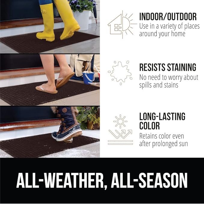 GORILLA GRIP Front Door Mat, 72x24, Indoor Outdoor Ultra Absorbent HydroAbsorb Doormat, Absorbs Up to 2.75 Cups of Water, Stain and Fade Resistant, Rubber Backing Doormats, Captures Dirt, Coffee