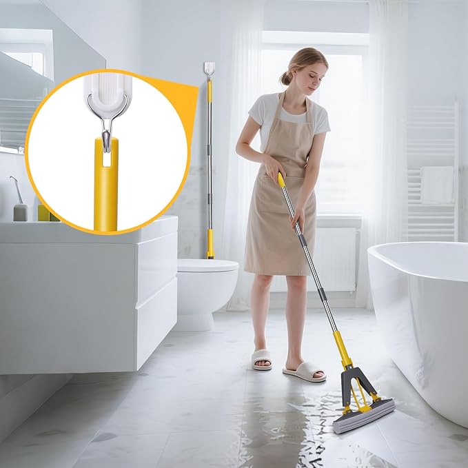 Masthome Sponge Mop,Roller Sponge Mop with 3 Absorbent PVA Mop Refills,Self Squeeze Sponge Mops and Stainless Steel Handle,PVA Sponge Mops for Floor Cleaning