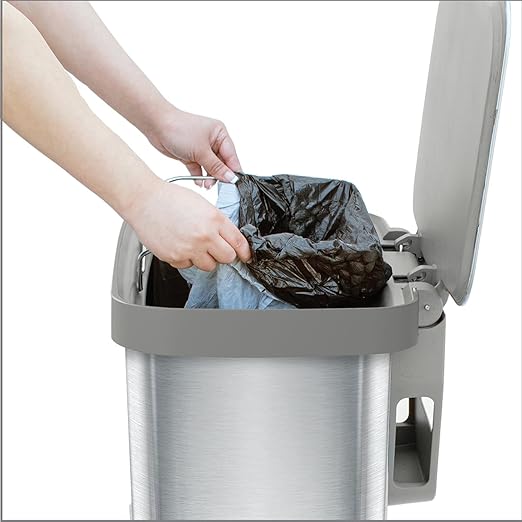 Glad Stainless Steel Step Trash Can, Series 2 with Clorox Protection - Large Metal Kitchen Garbage Bin with Soft Close Lid, Foot Pedal and Waste Bag Roll Holder, 20 Gallon