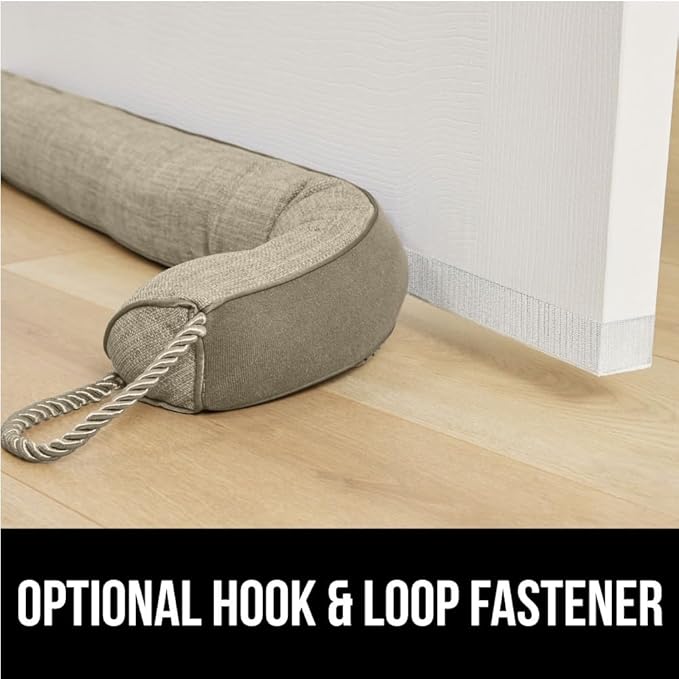 GORILLA GRIP Door Draft Stopper for Bottom of Doors, Weather Stripping Seal Blocks Hot Air, Noise, Bugs, Keeps Cold AC in, Sound Proofing Easy Install Gap Filler, Home Essentials, 34 Inch, Beige