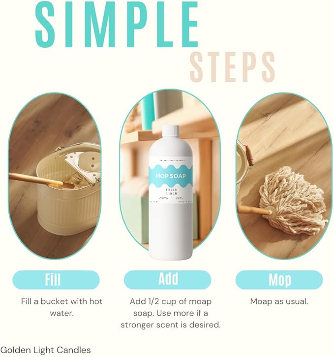 Mop Soap – Highly Scented Luxury Floor Cleaner Concentrate – Fresh Linen Scent, Leaves Floors Shiny Without Any Residue – Multi-Surface Floor Mopping Solution, Made in USA, 32 oz