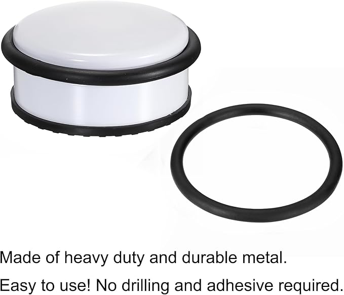 Sumnacon Heavy Duty Floor Door Stopper No Drill, Durability Stainless Steel Door Stops with Anti-Skid Rubber - Contemporary Decorative Safety Doorstop for Home Office Commercial Industrial,White