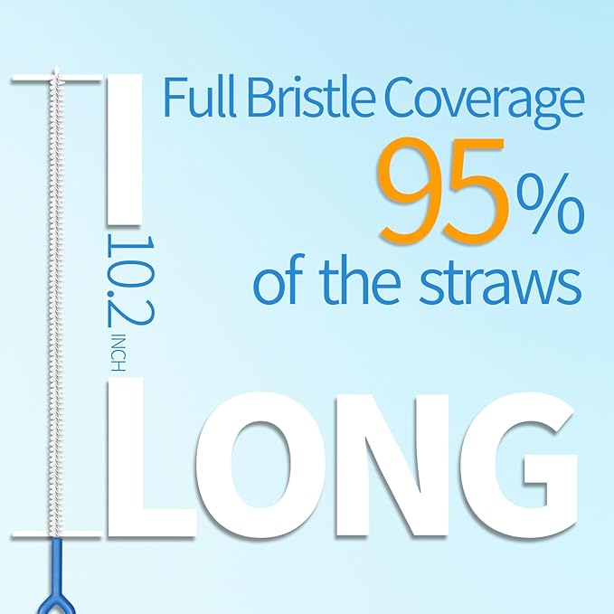 6 Pack Straw Cleaner Brush - 12.6 Inch Extra Long Straw Cleaners Different Sizes and Comfortable Handle for Metal and Plastic Reusable Drinking Straws,Bottle,Cup,Tube - Blue